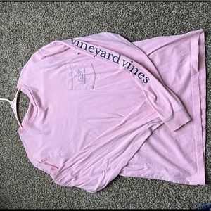 Mens small, light pink Vineyard Vine long sleeve whale tee